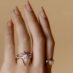 Sometimes, more is more, and that's definitely true with the Francesca! She's delicate but statement-making, and of course, super stackable. 1.5ct engagement ring shown in product photo above. Mixed Metal Wedding Rings, Marrow Fine, Lavender Sapphire, Stackable Engagement Ring, Wedding Ring Guide, Ring Stacks, Ring Inspo, Stacked Wedding Rings, Diamond Stacks