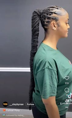 Loc Braided Ponytail, Loc Low Ponytail Styles, Braided Ponytail With Locs, Ponytail Over Locs, Braided Loc Ponytail, Loc Ponytail With Swoop, Barbie Ponytail With Swoop Locs, Retwist Locs Style Women, Loc Extended Ponytail