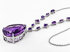 41.00ctw Pear Shaped, 0.85ctw Marquise, 0.50ctw Square, 0.75ctw Oval African Amethyst Rhodium Over Sterling Silver Necklace. Measures Approximately 1.55"W. Lobster Claw Clasp Closure. Fine Jewelry Amethyst With Diamond Cut, Fine Jewelry With Diamond-cut Amethyst, Fine Jewelry With Diamond Cut Amethyst, Luxury Amethyst Necklace With Diamond Accents, Luxury Purple Diamond-cut Jewelry, Luxury Purple Drop Jewelry, Formal Amethyst Briolette Jewelry, Fine Jewelry Briolette Gemstones For Formal Occasions, Fine Jewelry Amethyst With Brilliant Cut