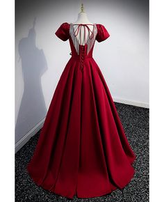 Get 10% off now! Buy elegant burgundy satin long formal dress with sash at cheap price online. Free stable shipping and pro custom service since 2009. Prom Dress Short Sleeve, Satin Long Prom Dress, Short Sleeve Prom Dresses, Prom Dress Short, A Line Evening Dress, Evening Dresses With Sleeves, فستان سهرة, Dress Short Sleeve, Prom Dresses Short