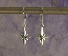 Sterling Silver North Star Compass Earrings Silver Star - Etsy Silver Star Earrings, Jewelry Dainty, Earrings Inspiration, Celestial Jewelry, North Star, Silver Stars, Star Earrings, Earrings Silver, Compass