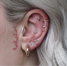 a person with ear piercings on their ears