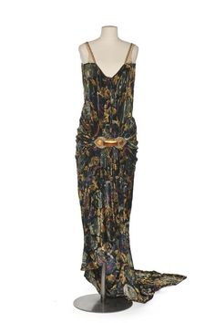 Couture Dress, House of Callot Soeurs, Paris: ca. 1927, printed velvet and silk tulle embroidered with glass beads. Velvet Evening Dress, Indian Summer