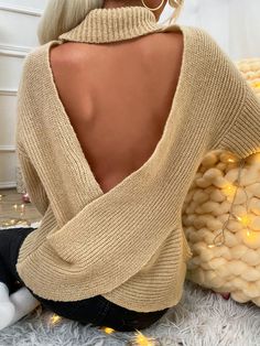 Backless Sweater, Drop Shoulder Sweater, Women Sweaters, Drop Shoulder Sweaters, Shoulder Sweater, Knitwear Women, Winter Women, Drop Shoulder, Crossover