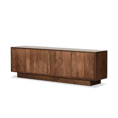 the sideboard is made out of wood and has two doors on each side, one door