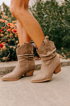 - These boots run more true to size - Heel Height: 2 1/4 inches - Boot Height: 10 inches - Calf Width: 14 inches September Fashion, Flannel Tunic, Concert Fashion, Roman Holiday, Sweater Jumpsuit, Essential Dress, Dark Taupe, Teacher Style, Cowboy Boot