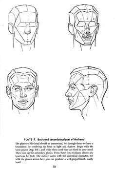 an instruction manual for drawing the head and shoulders