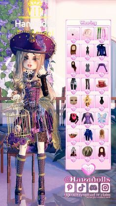 the doll is dressed in all kinds of clothes