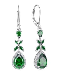 PRICES MAY VARY. 👍HIGH-QUALITY MATERIAL _ Made in 925 sterling silver, these earrings are durable, hypoallergenic, and tarnish-resistant.Earrings Size:1.57*0.39inch(40*10mm). ✍BIRTHSTONE DESIGN - The stunning pear cut cubic zirconia birthstone pendant exudes elegance and sophistication, capturing the light with every movement. 👍RHODIUM PLATED - The earrings are plated with a layer of rhodium, a precious metal that enhances the durability and shine of the jewelry. 🎀BEST JEWELRY GIFT - A perfec Bridal Emerald Jewellery, May Birthstone Cubic Zirconia Drop Earrings, Silver Drop Jewelry For May Birthstone, White Gold Drop Earrings For May Birthstone, Perfect Gift For Girlfriend, Birthstone Pendant, Cubic Zirconia Earrings, Leverback Earrings, Zirconia Earrings