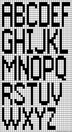 a cross stitch pattern with the letters in black and white, all on one side