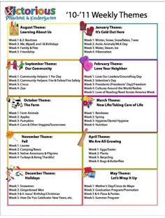 a printable calendar for kids with the words'1011 weekly themes '