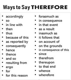 two words that say, ways to say therefore