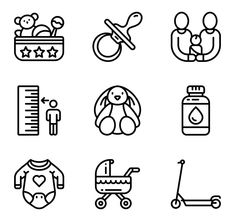 black and white baby related icons