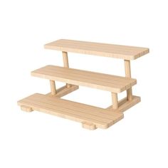 two wooden benches sitting on top of each other