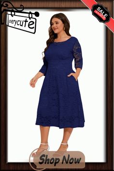 Navy Blue Hollow-out Pocketed Lace Plus Size Dress Lace Plus Size Dress, Clothing Plus Size, Dress Plus Size, Plus Size Dress, Plus Size Clothing, Size Clothing, Plus Size Dresses, Navy Blue, Plus Size