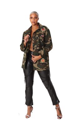 For Her NYC 81937 Combat Style Long Sleeve Utility Jacket For Fall, Combat Style Utility Jacket With Long Sleeves For Fall, Spring Utility Camouflage Outerwear, Military Camouflage Utility Jacket For Fall, Camouflage Military Outerwear For Spring, Fall Combat Camouflage Utility Jacket, Combat Style Camouflage Utility Jacket For Fall, Camouflage Utility Jacket For Streetwear In Fall, Camouflage Utility Jacket For Fall Streetwear