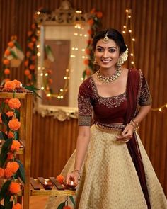 Set Skirt And Top Kerala, Skirt And Top Kerala Style, Davani Half Saree Kerala, Kerala Style Skirt And Top, Traditional Skirt And Top, Onam Outfits Ideas, Kerala Engagement Dress, Set Skirt And Top, Long Skirt Top Designs