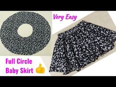 the full circle baby skirt pattern is shown next to it's black and white print