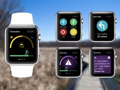 four different apple watch screens showing the various settings