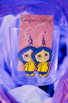 Acrylic earrings, measure about 1.5". Nickel free and hypoallergenic. Ships in 5-7 business days Coraline ™ the Movie © 2022 LAIKA, LLC, all character names and their distinctive likenesses: ™ and © 2022 LAIKA, LLC. All Rights Reserved. Personalized Yellow Earrings For Gift, Character Names, Coraline, Acrylic Earrings, All Rights Reserved, The Movie, Ships