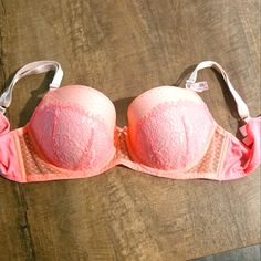 New With Tags Victoria's Secret Dream Angels Demi Bra. It's A Very Vibrant Peach/Coral Color. Size 38c Pink Push-up Bra With Built-in Support, Spring Pink Padded Bra, Pink Underwire Stretch Bra, Victoria's Secret Pink Bra For Spring, Victoria's Secret Pink Bra With Built-in Bra, Pink Push-up Bra With Lace Trim, Spring Pink Bra With Lace Trim, Pink Padded Stretch Bra, Pink Stretch Bra With Padded Cups