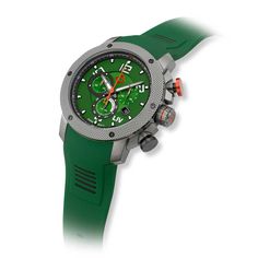 The *NEW* LIV GX1 Python Green features a multi-layer green dial, a Swiss caliber 5040.D movement, a 1/10 of a second Swiss chronograph, knurled bezel with screws, a 316L stainless steel gray IP case, a scratch-resistant & anti-reflective sapphire crystal, a screw-down crown and water-resistant to 200 meters. Liv Watches, Chrono Watches, Old Watches, Rugged Look, Eyewear Womens, Sports Watch, Watch Model, Black Accents, Men's Watch