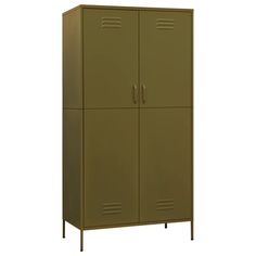 a large metal cabinet with two doors