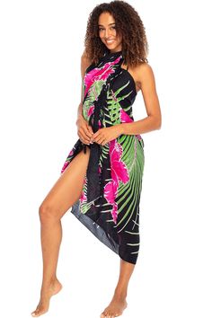 HAWAIIAN PARROT SARONG. Striking parrot sarong wrap with vibrant tropical colors gives you an exotic look and feel. Trimmed with boho fringed edges. Includes a coconut clip for easy tying GENEROUSLY SIZED at 67x 45, this swimsuit cover up fits most sizes. Wear it as a sarong skirt, wrap as a pareo dress, or wear as a shawl. Use for a beach blanket, tablecloth, even a colorful wall hanging 100% RAYON. With a soft, silky feel, rayon is a natural fiber that lets skin breathe. This bathing suit or b Pareo Dress, Tropical Skirt, Colorful Wall Hanging, Wrap Swimsuit, Duster Dress, Shrug For Dresses, Sarong Wrap, Sarong Skirt, Skirt Wrap