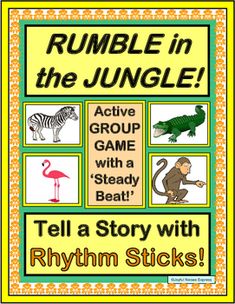 the cover of rumble in the jungle, with pictures of animals and birds on it