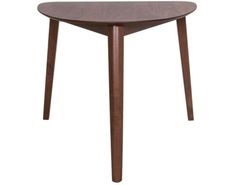 a wooden table with two legs and a small round top on the bottom, against a white background