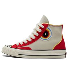 Converse Chuck Taylor All Star 1970s 'Cream Red Yellow' A05277C (SNKR/Unisex/Non-Slip/High Top/Wear-resistant) Retro Red Sneakers With Rubber Sole, Red Retro Sneakers With Rubber Sole, Vintage Red Sneakers With Vulcanized Sole, Red Vintage Sneakers With Vulcanized Sole, Retro Cream Converse Sneakers, Retro Multicolor Converse Sneakers, Converse Chuck Taylor All Star, Chuck Taylor All Star, Converse Chuck