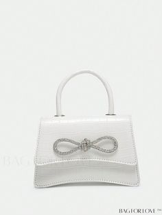 BagForLove - Rhinestone-Embellished Mini Flap Handbag: Fashionable and Chic Diamond Decorations, White Purses, Details Pictures, Rhinestone Bow, Word Wrap, Mini Handbags, White Rhinestone, Red Rhinestone, Pink Mini