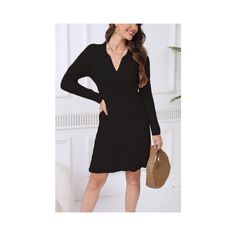 This long sleeve midi dress is made from cozy ribbed knit fabric, ideal for cooler weather. It features a polo v-neck, collared design, and cable ribbed texture, with a flattering A-line shape that accentuates curves while providing a comfortable fit. The pleated style and knee-length make it suitable for various occasions, including weddings, cocktail parties, and everyday wear. It can be styled with pumps for a chic look or with boots for a casual vibe and can also be layered with a denim jacket or puffer coat for added warmth. Care instructions recommend machine or hand washing in cold water and avoiding tumble drying or bleaching. Fall Solid Color Knee-length Sweater Dress, Fall Ribbed Midi Dress, Ribbed Midi Dress For Fall, Fall Ribbed Sweater Dress In Midi Length, Fall Ribbed V-neck Mini Dress, Chic Long Sleeve Ribbed Midi Dress, Chic Ribbed Long Sleeve Midi Dress, Ribbed Solid Color Sweater Dress For Fall, Fall Ribbed Solid Color Sweater Dress