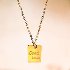 "Good Luck Pendant Charm Necklace With Pvd 18k Gold Plating. Metal: Pvd 18k Gold Plated Base Metal: 316l Stainless Steel Pendant Size: 0.5&Quot; X 0.37&Quot; Chain Length: 16&Quot; + 2&Quot; Extension Waterproof Tarnish Free Lead Free Cadmium Free Phthalate Free We Sell: Earring Necklace Ring Bracelet Accessory Jewels Jewelry Women Men Girl Sterling Silver S925 14k 18k Platinum Stainless Steel Bronze Rose Gold Moissanite Diamond Cubic Zirconia Cz Crystal Rhinestone Boho Bohemian Shabby Chic Vint Designer Tassels, Necklace Ring, Geometric Star, Wedding Boutique, Stainless Steel Pendant, Jewelry Women, Heart Studs, Turquoise Gemstone, Boutique Jewelry