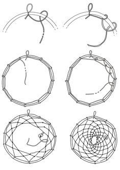 four different circulars with wire on them