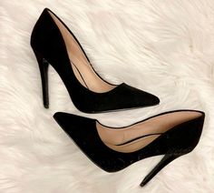 A staple black heel is always needed. They work with so many looks and for so many occasions! These feature a pointed toe and a stiletto heel. Fit True to Size 3 and 1/2 Inch Heel Luxury Black Heels Medium Width, Luxury Black Medium Width Heels, Pump Heels, Black Heel, 2 Inch Heels, Heels Black, Suede Pumps, Stiletto Heel, Black Heels