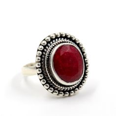 Lovely Handmade ornate Ruby Gemstone made of solid 925 Sterling Silver Ring.Faceted Ruby Corundum Ring for girl friend's birthday Gift,Promise ring,Christmas Gift for Dear Friend.It is a comfortable affordable Ruby Ring For you. Anniversary Ring for your darling . SKU- MR1331 Style - Cocktail Gemstone - Ruby Metal - 92.5 % Solid Sterling Silver Weight- 6.15 gm approx Stone Size- 9x11 mm Stone Shape - Oval Stone Cut - Faceted Healing Properties  Ruby is July birthstone in the Western tradition. . Bohemian Sterling Silver Ruby Ring For Anniversary, Classic Sterling Silver Ruby Ring With Stone Setting, Sterling Silver Ruby Ring With Stone Setting, Classic Ruby Ring With Sterling Silver Setting, Classic Ruby Ring With Stone Setting In Sterling Silver, Handmade Adjustable Ruby Ring For Anniversary, Sterling Silver Anniversary Ruby Ring Stamped 925, Silver Ruby Ring With Large Stone For Anniversary, Bohemian Oval Ruby Ring For Anniversary