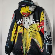 Nwtjean-Michel Basquiat + Members Only Banana Art Print Jacket Sz-L Flecce Lined Pockets Members Only Jacket, Michel Basquiat, Banana Art, Jean Michel Basquiat, Jean Michel, Members Only, Print Jacket, Art Quilts, Yellow Black