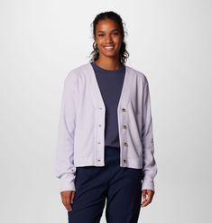 An everyday layer that fits in anywhere. This cardigan wicks sweat while staying lightweight and comfortable—perfect to toss on over a tee when you need just-enough coverage. Spring Cardigan With Ribbed Cuffs For Everyday, Spring Waffle Knit Sweater For Everyday, Lightweight Casual Cardigan In Solid Color, Comfortable Everyday Outerwear With Ribbed Cuffs, Casual Lightweight Cardigan, Lightweight Casual Cardigan For Winter, Lightweight Casual Cardigan, Casual Lightweight Winter Cardigan, Lightweight Casual Cardigan For Fall