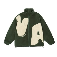 haruja Winter Lambswool Letter green Coat Hip Hop Fashion 90s, Jacket Sherpa, Cooler Style, Aelfric Eden, Kimono Yukata, Sherpa Coat, Y2k Baby Tee, Winter Gear, Winter Coats