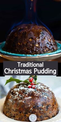 the traditional christmas pudding is ready to be eaten and served for breakfast or desserts