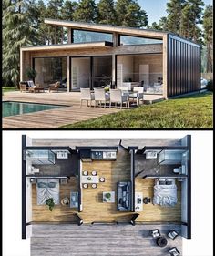 two different views of an open concept house