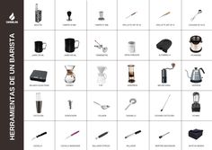 there are many different types of kitchen utensils on this gridded diagram,