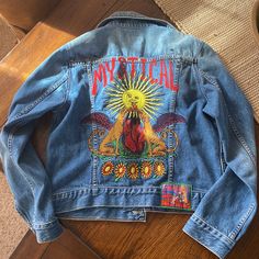 Nwts Mother Good Luck Embroidered Denim Jacket. Just So Unique Cool, Love All The Details Of This Piece Rare! Ruffled Denim Jacket, Jean Jacket Patches, Battle Jacket, Leopard Jacket, Embroidered Denim Jacket, Floral Jeans, Mother Jeans, Letterman Jacket, Patch Work