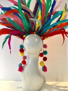 Carnaval Diy, Rainbow Feather, Theme Carnaval, Mardi Gras Costumes, Fascinator Headband, Feather Headdress