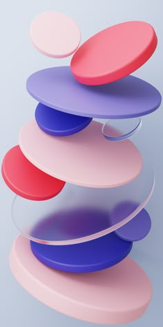 several circular objects are stacked on top of each other in order to form an abstract structure