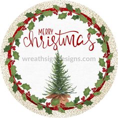 Merry Christmas Tree Red And Gold Shimmer Round - Metal Signs 8 Round Hand Painted Christmas Door Hanger, Christmas Tree Red And Gold, Merry Christmas Sign For Door, Circular Christmas Sign, Round Christmas Labels, Round Merry Christmas Sign, Canada Christmas, Christmas Tree Red, Halloween Fruit