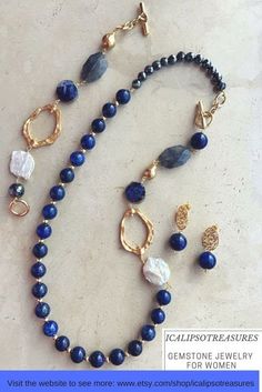 Blue Jewelry Set, Gold Jewelry Gift, Lapis Lazuli Jewelry, Lapis Lazuli Gemstone, Blue Lapis Lazuli, Blue Lapis, Blue Jewelry, Stevie Nicks, Blue Necklace