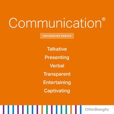 an orange background with the words communication in white and black letters on it, along with colorful