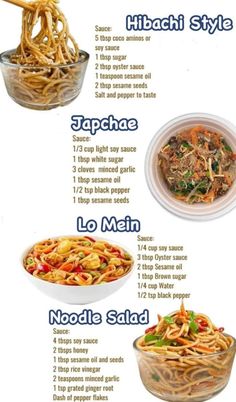 the different types of noodles are shown in this poster, which includes instructions for how to make